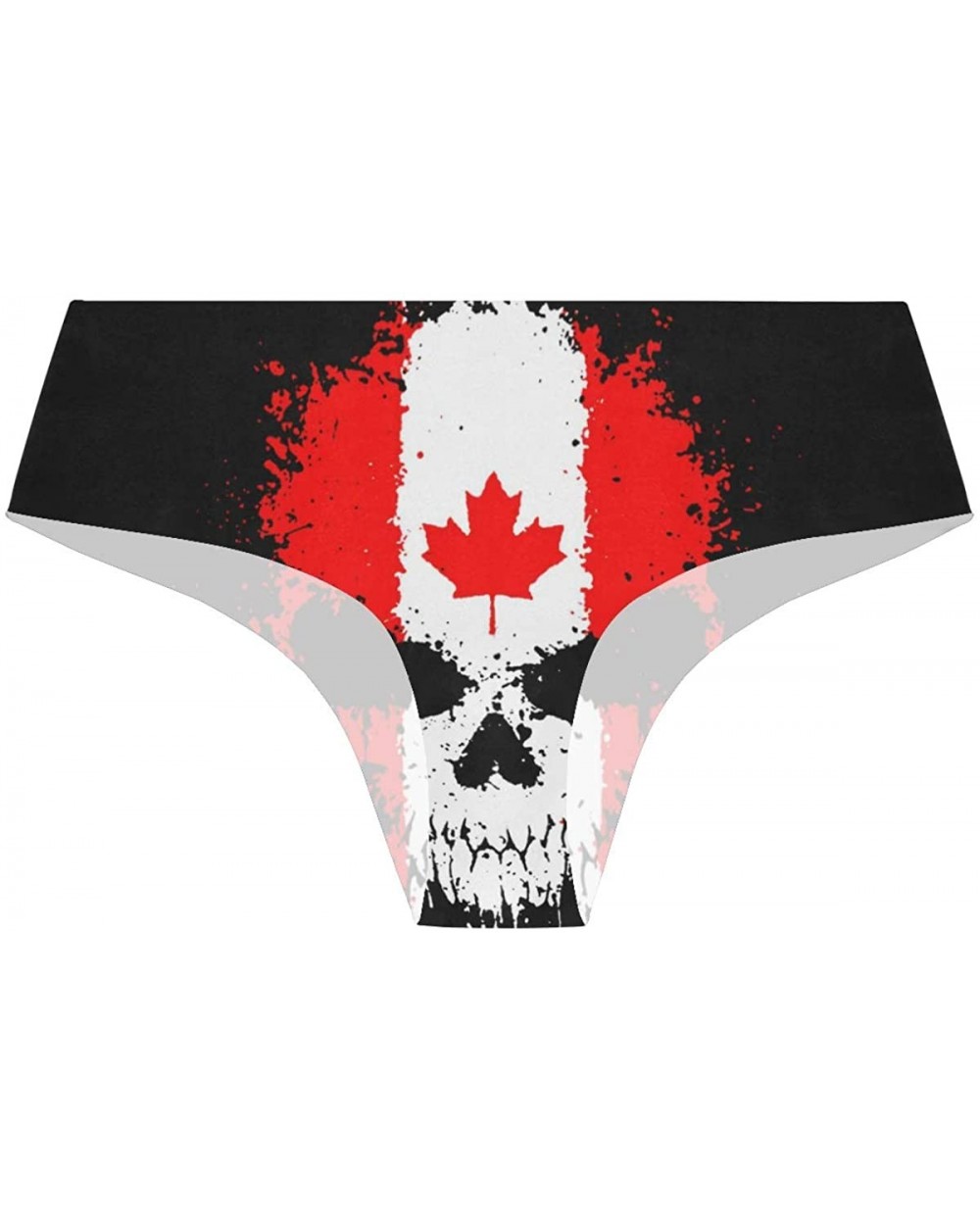 Women Funny Briefs Checkered Flag Soft Invisible Seamless Underwear Panties - Canadian Flag Skull - C018ZW0S07W $17.96 Panties