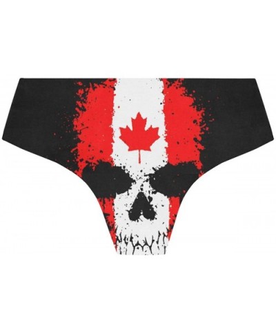 Women Funny Briefs Checkered Flag Soft Invisible Seamless Underwear Panties - Canadian Flag Skull - C018ZW0S07W $17.96 Panties