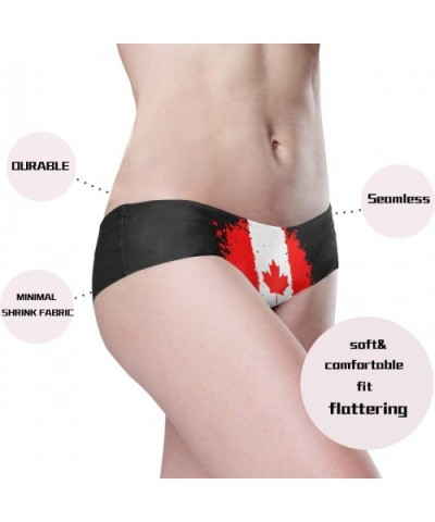 Women Funny Briefs Checkered Flag Soft Invisible Seamless Underwear Panties - Canadian Flag Skull - C018ZW0S07W $17.96 Panties