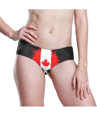 Women Funny Briefs Checkered Flag Soft Invisible Seamless Underwear Panties - Canadian Flag Skull - C018ZW0S07W $17.96 Panties