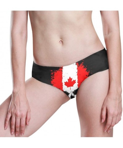 Women Funny Briefs Checkered Flag Soft Invisible Seamless Underwear Panties - Canadian Flag Skull - C018ZW0S07W $17.96 Panties