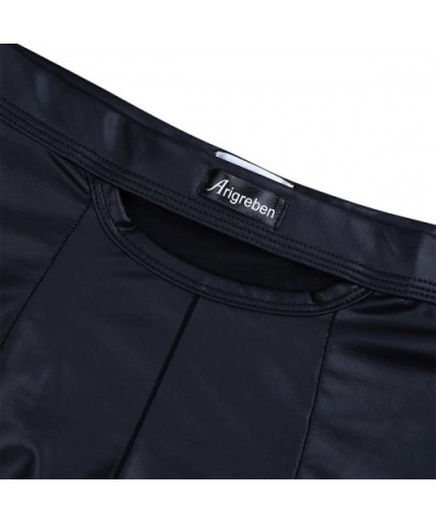 Men's Lingerie Patent Leather Wet Look Side Rivets Boxer Shorts Trunks Boyshorts Underwear - Black - CM18RRS58E7 $27.90 Boxers