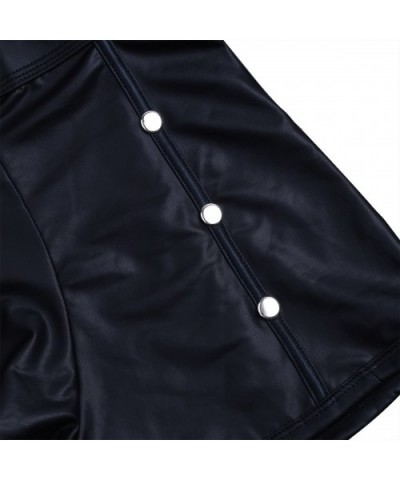 Men's Lingerie Patent Leather Wet Look Side Rivets Boxer Shorts Trunks Boyshorts Underwear - Black - CM18RRS58E7 $27.90 Boxers