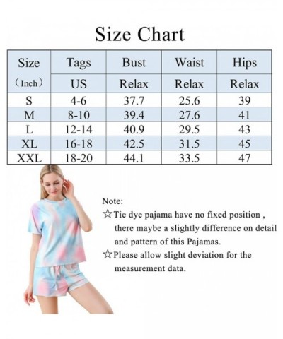 Womens Tie Dye Lounge Set Shirt and Shorts Pjs Set Matching 2 Piece Pajamas Sleepwear - Pinkblue - CW19CZQWUKQ $38.28 Sets