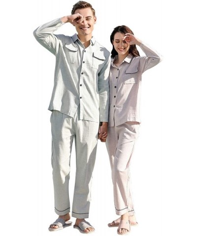 Couple Matching 100% Cotton Matching Top and Pants Pajamas Set Plaid Jumpsuit Matching Pajamas Sets for Couples Mens 3 - CS19...