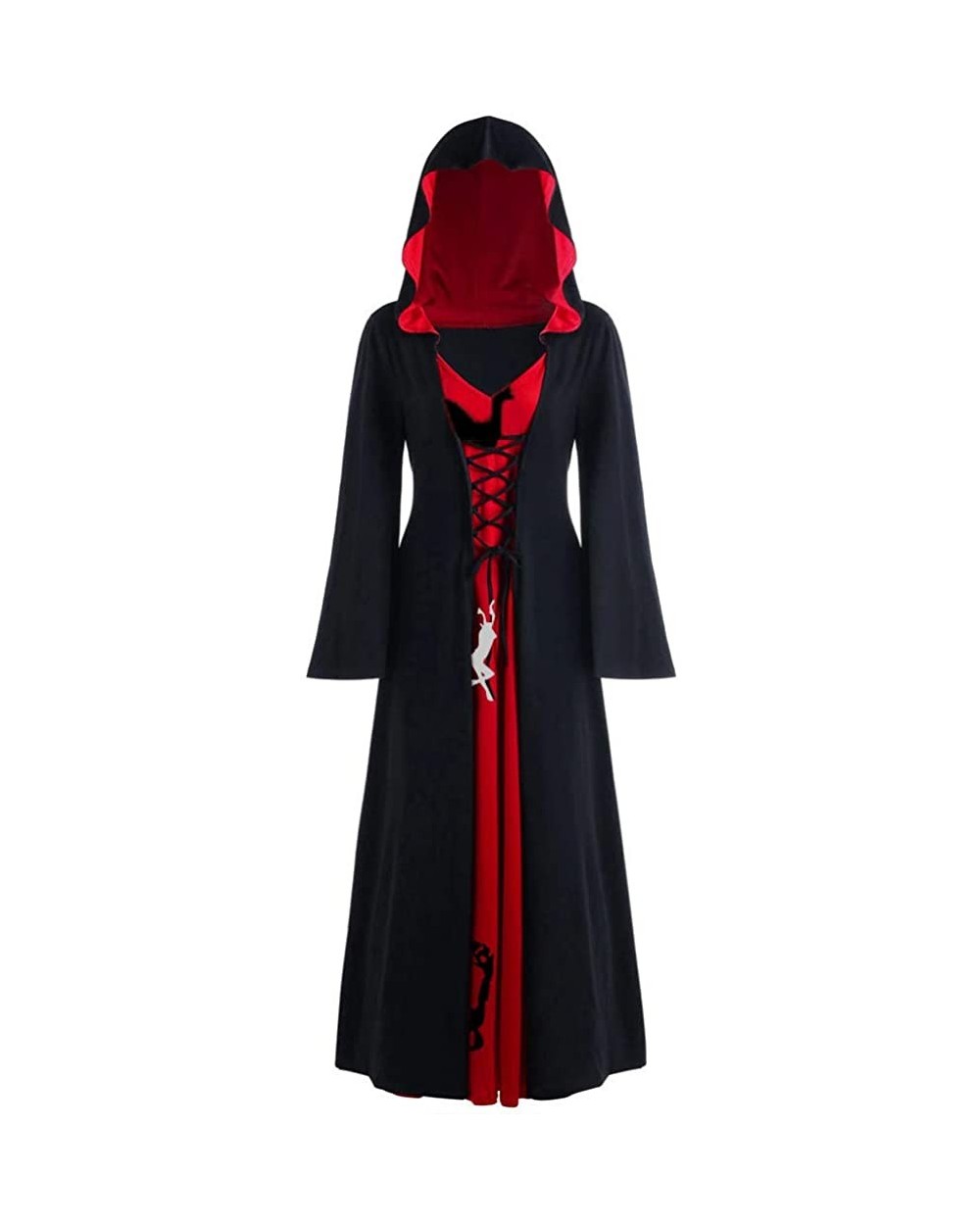 Women's Plus Size Halloween Hooded Lace Up Patchwork Long Sleeve Long Maxi Dress - A-black - CH18AMYL5IS $48.63 Thermal Under...