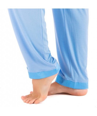 Women's Scoop Neck Short Sleeve Pajama Set with Long Pants - Celeste - CM18N6AET9N $46.27 Sets