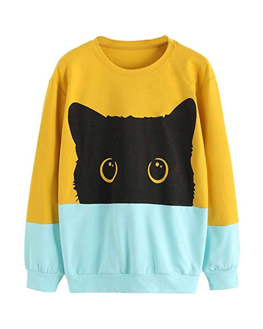 Women Casual Solid Cat Print Long Sleeve Hoodie Sweatshirt Hooded Pullover Tops Blouse - Yellow2 - C2192ZNRZ30 $38.16 Thermal...