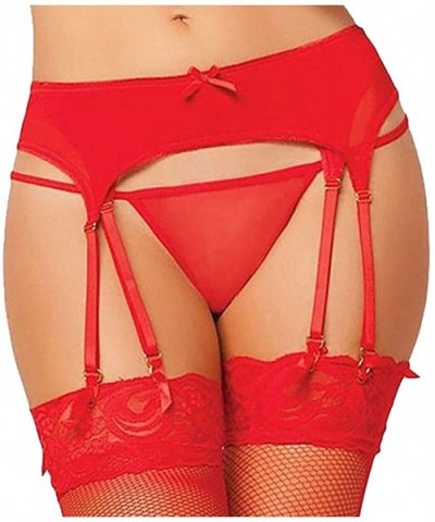 Sexy Pantyhose + Thong- Elastic Sexy Lace Underwear Skirt Underwear Garter Lingerie Brief Underpant - Red - CH196ES5XY0 $10.2...