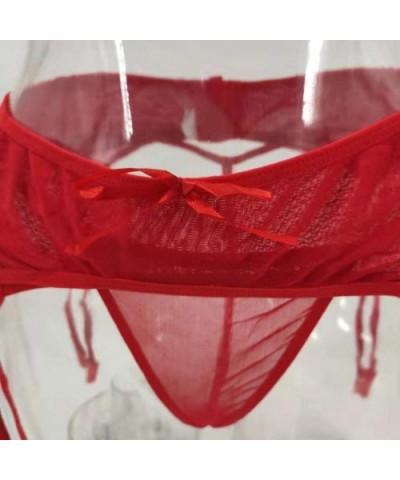 Sexy Pantyhose + Thong- Elastic Sexy Lace Underwear Skirt Underwear Garter Lingerie Brief Underpant - Red - CH196ES5XY0 $10.2...