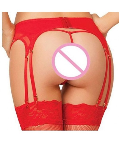 Sexy Pantyhose + Thong- Elastic Sexy Lace Underwear Skirt Underwear Garter Lingerie Brief Underpant - Red - CH196ES5XY0 $10.2...