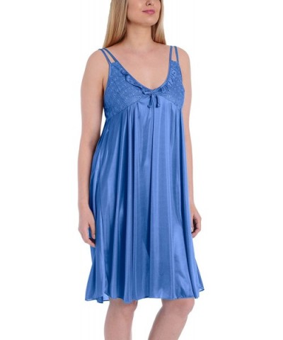 Women's Satin Silk Lovely Spaghetti Strap Lingerie Nightgown - Lightblue - CF11UFQZYF7 $23.26 Nightgowns & Sleepshirts