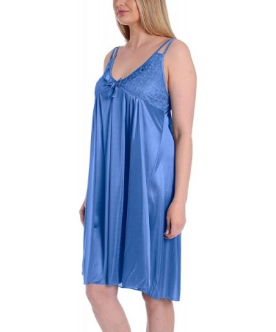 Women's Satin Silk Lovely Spaghetti Strap Lingerie Nightgown - Lightblue - CF11UFQZYF7 $23.26 Nightgowns & Sleepshirts