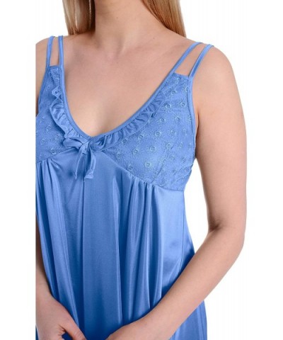 Women's Satin Silk Lovely Spaghetti Strap Lingerie Nightgown - Lightblue - CF11UFQZYF7 $23.26 Nightgowns & Sleepshirts