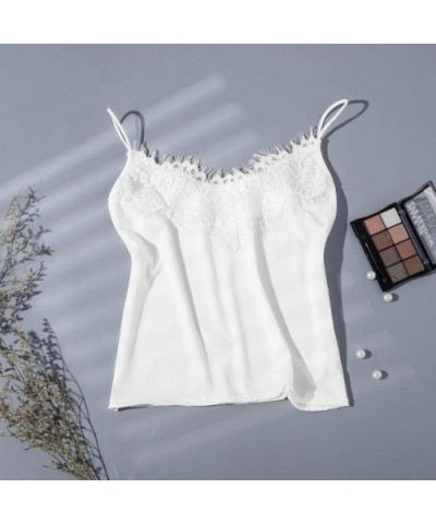 New Women Sleepwear Lingerie Chemise Sexy V-Neck Silk Sling Lingerie Underwear Sleepwear - White - CL199SDT4TW $14.96 Robes