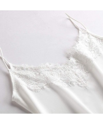 New Women Sleepwear Lingerie Chemise Sexy V-Neck Silk Sling Lingerie Underwear Sleepwear - White - CL199SDT4TW $14.96 Robes