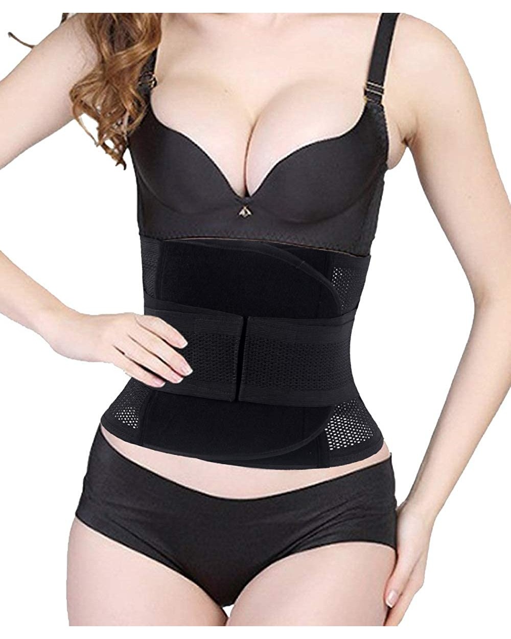 Women's Adjustable Waist Trimmer Belt Body Shaper Back Brace - Black - CB184X56IN4 $13.76 Shapewear