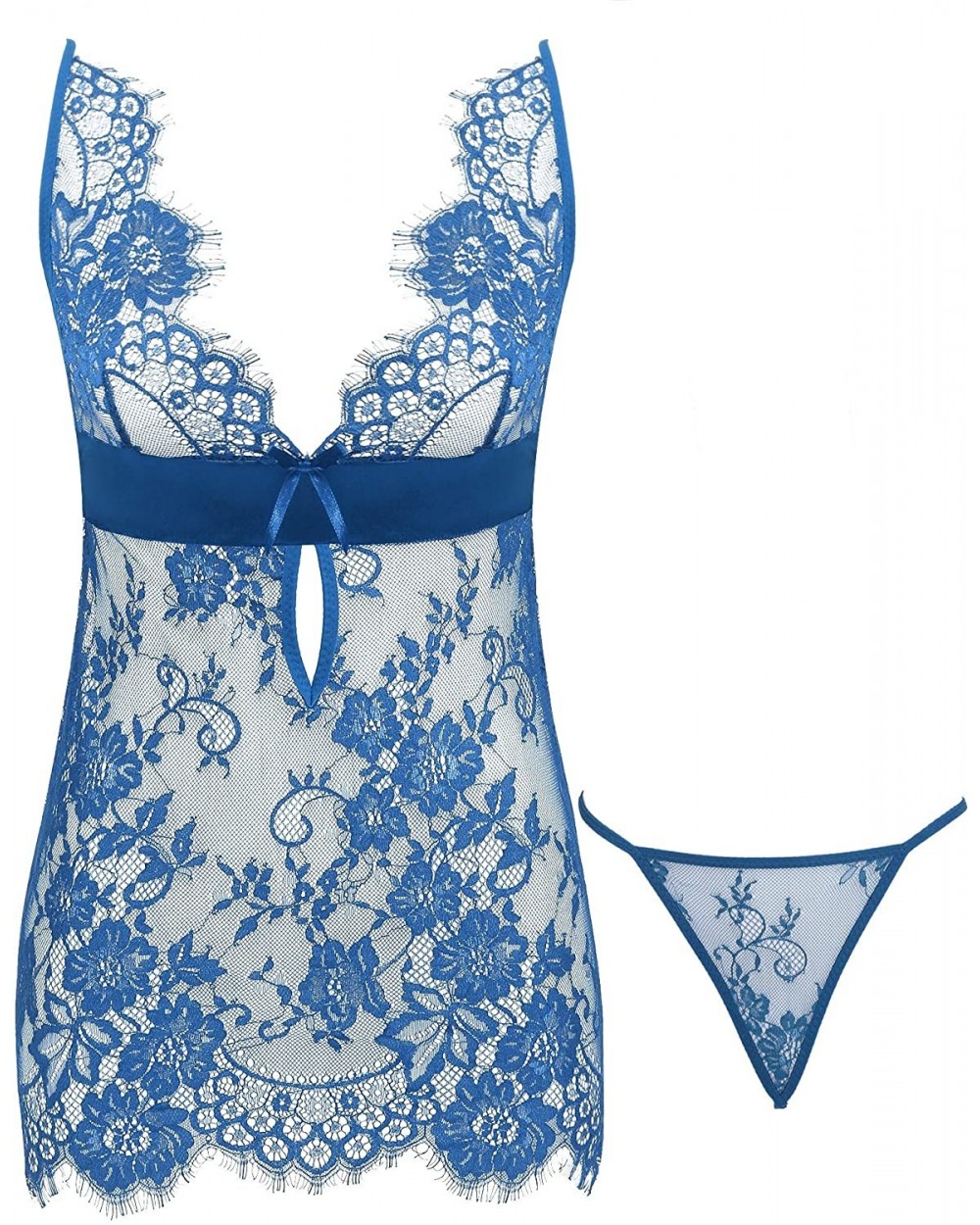 Womens Halter Babydoll Lingerie Set Sexy Lace Sheer Mesh Boudoir Outfits - Peacock Blue-style1 - CX18QOIH70H $27.79 Baby Doll...