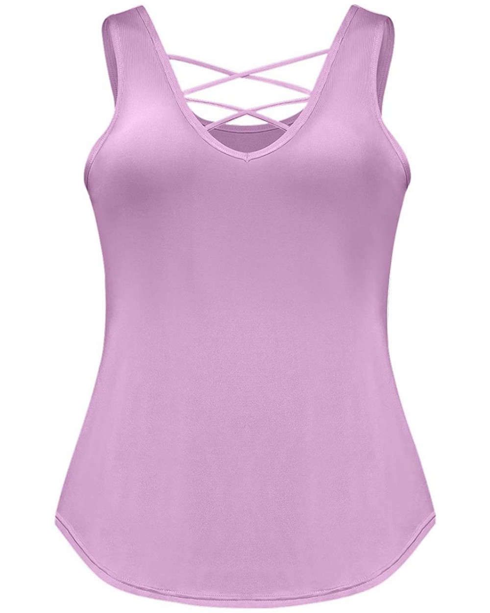 Tank Tops for Women Workout Clothes Sexy Open Back Sport Shirts for Yoga Fitness Gym - Criss Cross-purple - CK199C6I0QO $35.2...