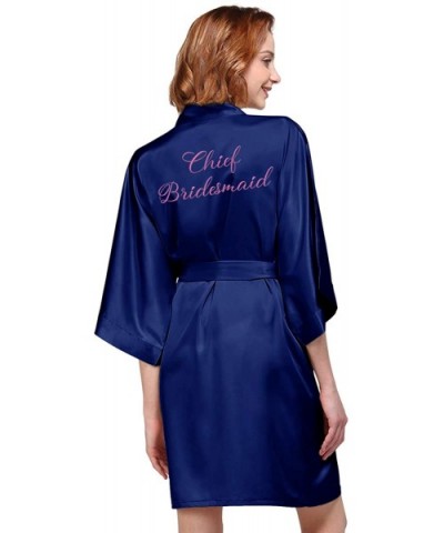 Women's Kimono Robe Personalized Bridesmaid Bathrobe Dressing Gown Wedding Party Robe Sleepwear - Navy - C118QSLKT92 $39.58 R...