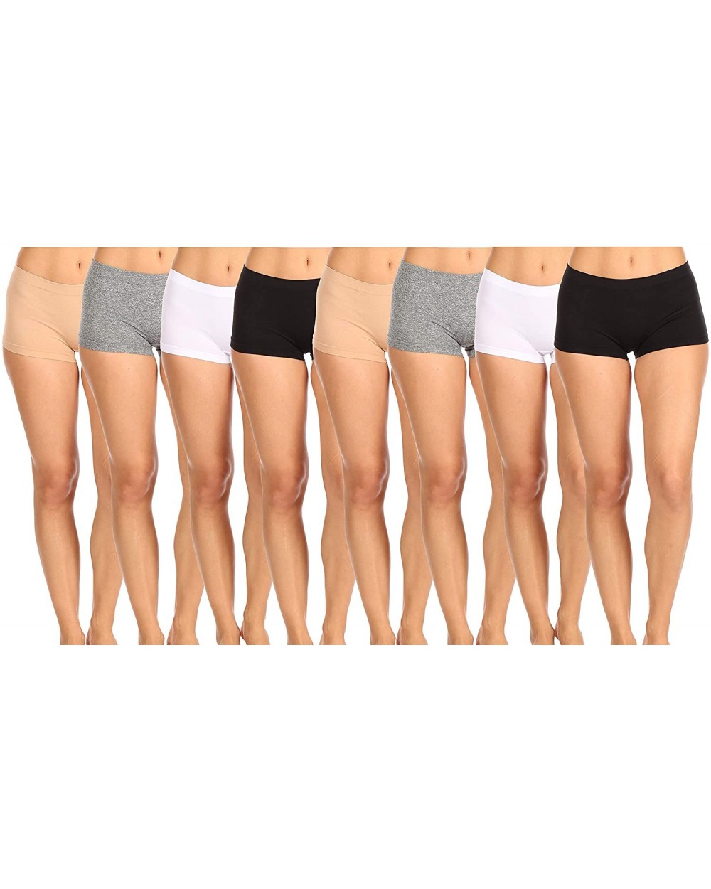 4H5875 Women Underwear Seamlees High-Waisted Boyshort Panties 8 Color Pack - 8 Color Pack - CB1975U2XZL $32.97 Panties