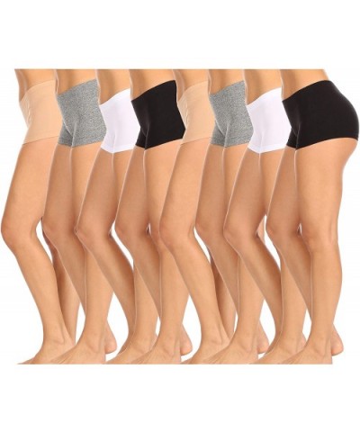 4H5875 Women Underwear Seamlees High-Waisted Boyshort Panties 8 Color Pack - 8 Color Pack - CB1975U2XZL $32.97 Panties