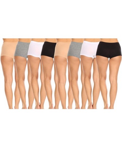 4H5875 Women Underwear Seamlees High-Waisted Boyshort Panties 8 Color Pack - 8 Color Pack - CB1975U2XZL $32.97 Panties