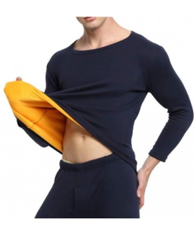 Mens Long John Set Fleece Lined Thermal Underwear Ultra Soft Base Layer Top and Bottom - Deep Gray - C3192QO7QKH $61.59 Therm...