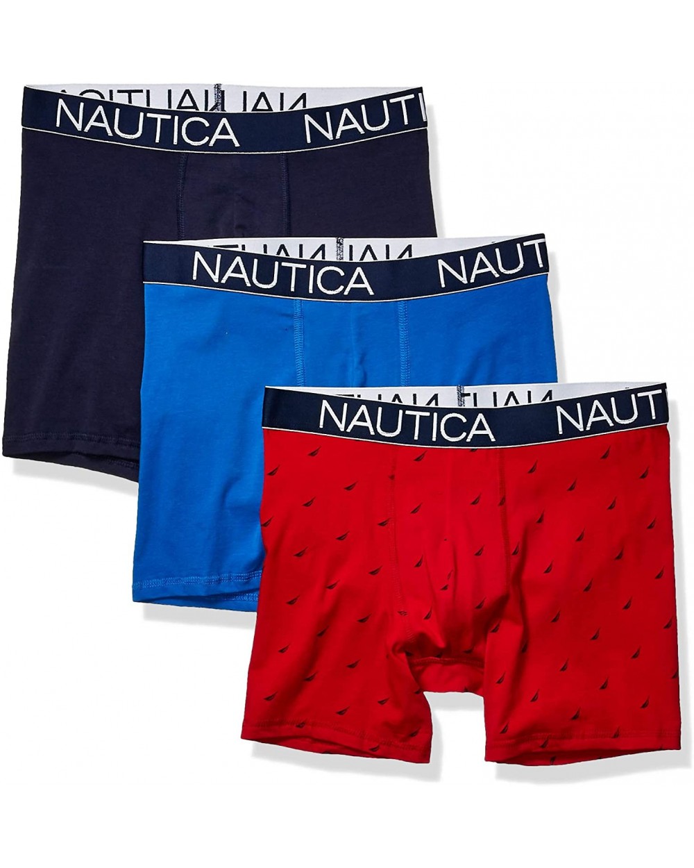 Men's 3-Pack Classic Underwear Cotton Stretch Boxer Brief - Sea Cobalt/Peacoat/Sail Printnautica Red - CF18RNUK2CS $34.34 Box...