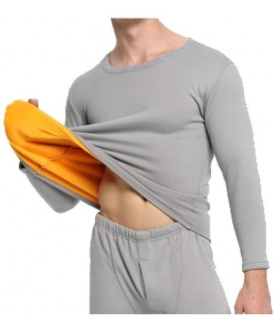 Mens Long John Set Fleece Lined Thermal Underwear Ultra Soft Base Layer Top and Bottom - Deep Gray - C3192QO7QKH $61.59 Therm...