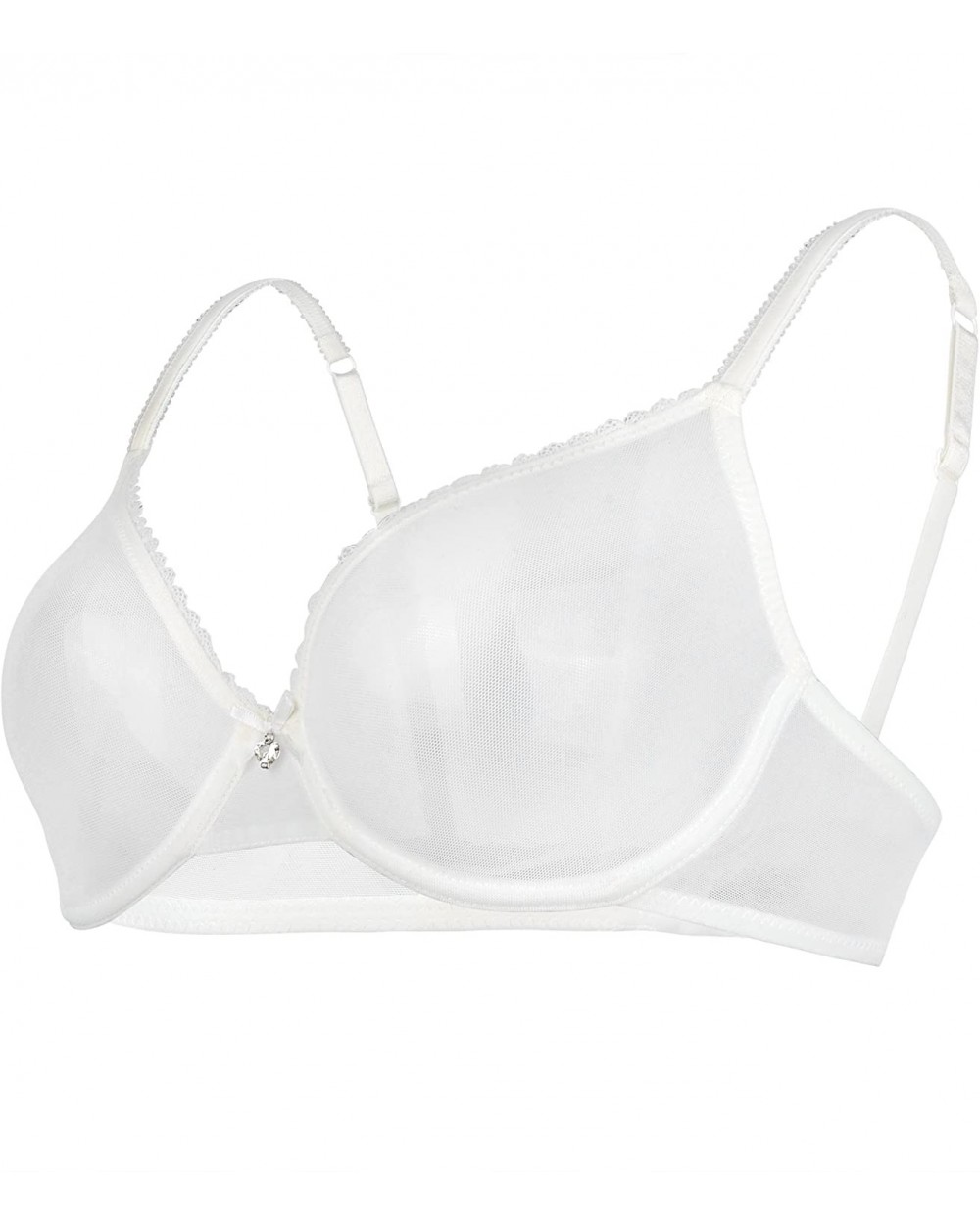 Women Sexy See-Through Sheer Lace Unlined Everyday Bra with Gift Panty - White - C918C2QLOQ2 $27.66 Bras