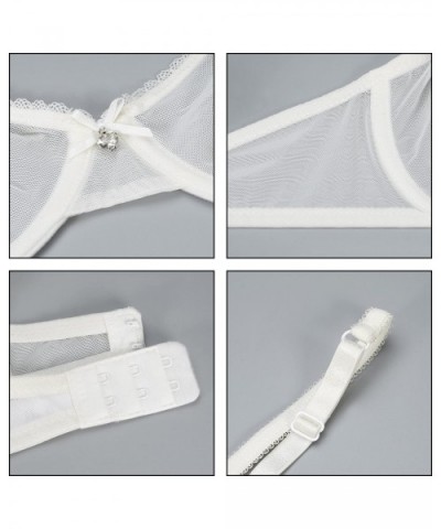 Women Sexy See-Through Sheer Lace Unlined Everyday Bra with Gift Panty - White - C918C2QLOQ2 $27.66 Bras