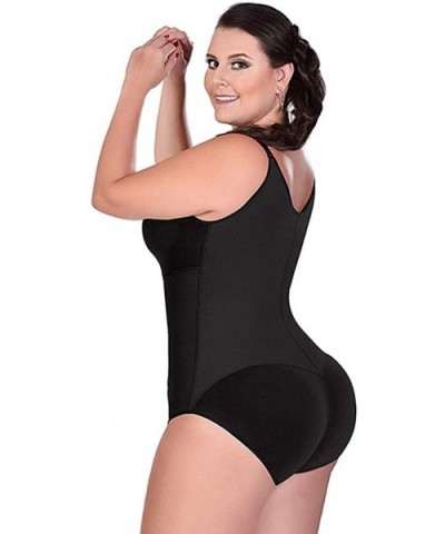 Women's Sexy Plus Size Solid Color Full Body Shaper Open Bust Shapewear Fajas Colombianas Zipper Underwear - Black - CW194YZD...