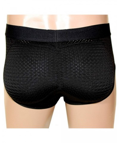 Briefs Men's Padded Enhancing Breathable Mesh Underwear - Black - CY18H3X4Z9U $70.92 Briefs