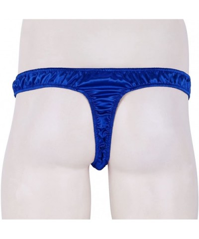 Mens Sissy Shiny Satin G-String Thongs Underwear Low Rise Jockstrap Bikini Briefs Tangas - Blue - CG190O5US6K $21.82 G-String...