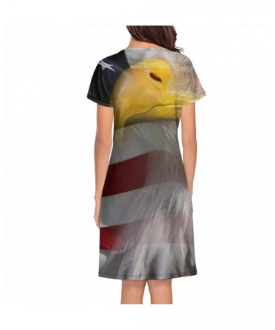 Women's Girls Crazy Nightgowns Nightdress Short Sleeve Sleepwear Cute Sleepdress - American Flag Eagle - C21938MNDIM $50.45 N...