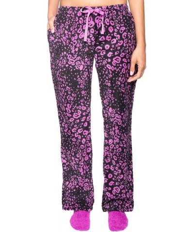 Winter Pajamas for Women - Womens Fleece Pants- Warm Pajamas for Women - Leopard Black/Purple - C112LXGW8WJ $28.16 Sets