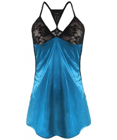 Women's Fashion Plus Size Babydoll Lace Silk Lingerie Strap Nightdress - Blue - CY194W5EX9N $13.33 Accessories