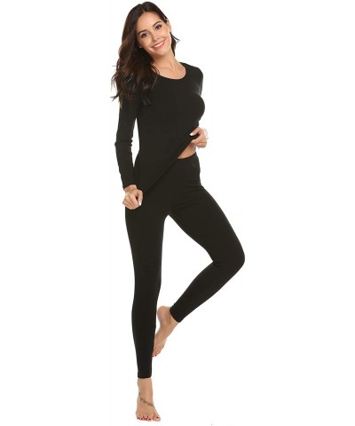 Women's Long Thermal Underwear Fleece Lined Winter Base Layering Set - Lightweight-black - CI18IOZIO8D $19.19 Thermal Underwear