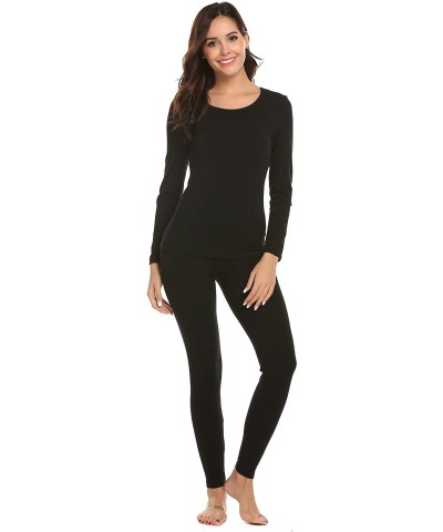 Women's Long Thermal Underwear Fleece Lined Winter Base Layering Set - Lightweight-black - CI18IOZIO8D $19.19 Thermal Underwear