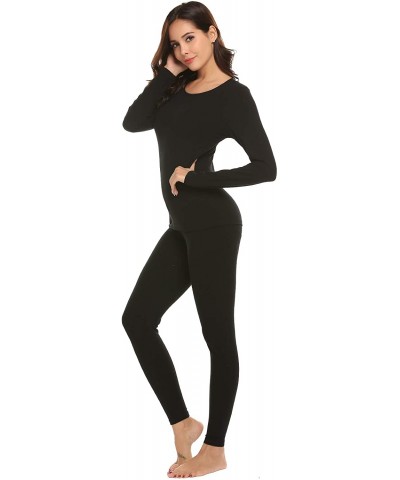 Women's Long Thermal Underwear Fleece Lined Winter Base Layering Set - Lightweight-black - CI18IOZIO8D $19.19 Thermal Underwear