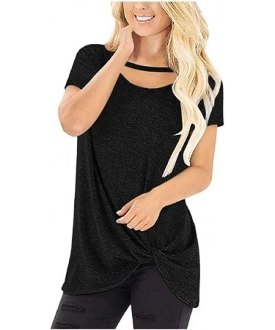 Women Loose Fit Irregular Hem T-Shirts Tops O Neck Short Sleeves Knits Tees - 02 Black - CQ194X4OGA3 $21.85 Garters & Garter ...