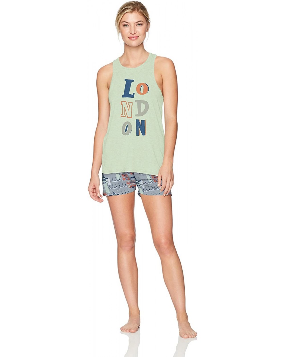 Women's Racerback Loose Tank and Jersey Short Set - Grey London - C6182GE3GIU $42.51 Sets