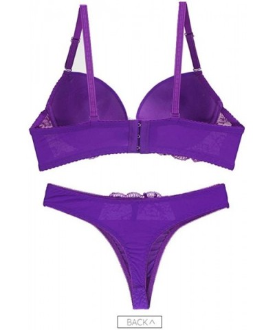 Women Simple & Natural Lingerie Set Smooth Surface Underwear Set Push up Bra and Panty Set - Purple - CZ18N0XA4Y7 $24.24 Bras