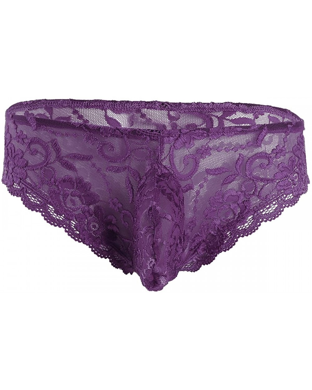 Men's Lace Briefs Sissy Pouch Underwear Bikini G-String Thongs Moon Crossdress Panties Lingerie - Purple - CT198QX49H3 $22.90...