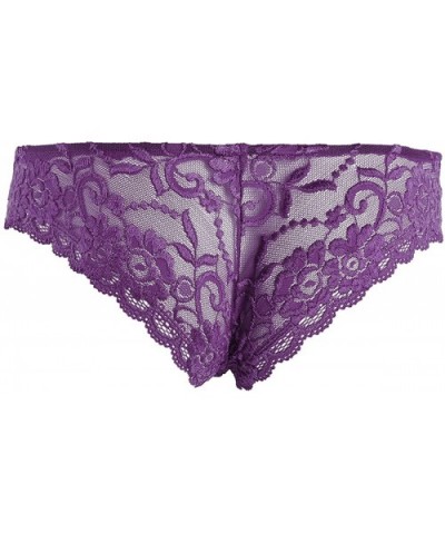 Men's Lace Briefs Sissy Pouch Underwear Bikini G-String Thongs Moon Crossdress Panties Lingerie - Purple - CT198QX49H3 $22.90...