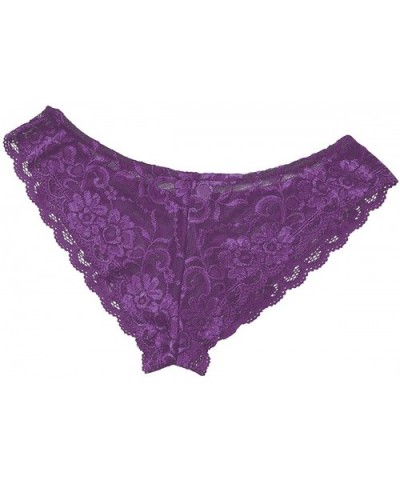 Men's Lace Briefs Sissy Pouch Underwear Bikini G-String Thongs Moon Crossdress Panties Lingerie - Purple - CT198QX49H3 $22.90...