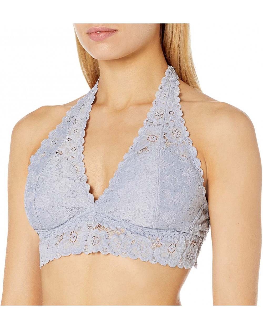 Women's Halter Lace Bralette (for A-C cups) - Dapple Grey - C6185W8OEL8 $26.88 Bras