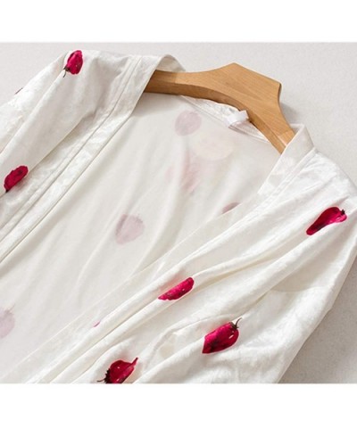 Gold Velvet Home Service Long-Sleeved Cardigan Can be Worn Outside X1 - White - C218WE6DDY3 $55.44 Sleep Sets