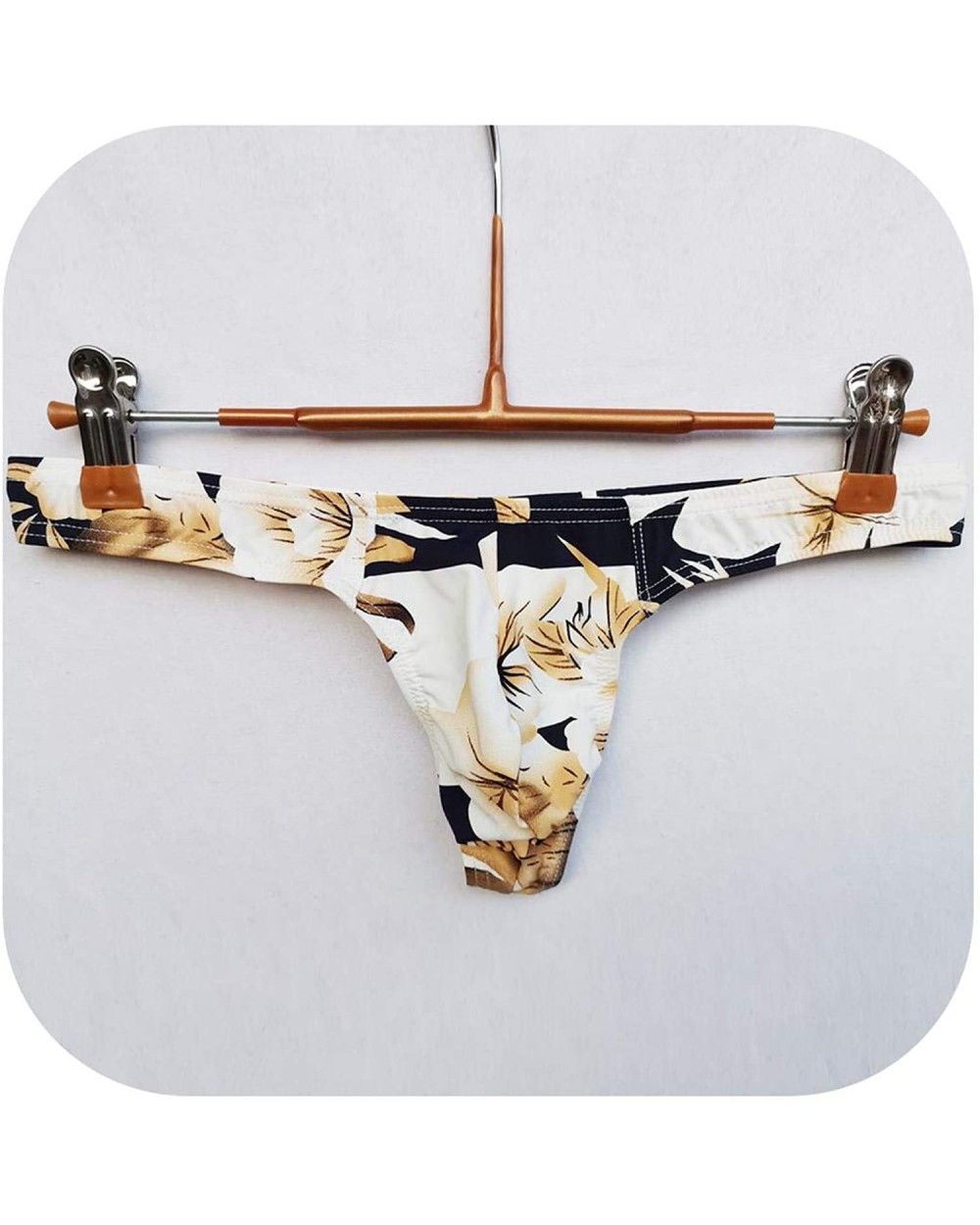 Men Underwear Thongs Sexy Printed Personal Briefs Bikini G-Strings Jocks Tanga Underpants Shorts Exotic T-Back - Beige - CQ19...